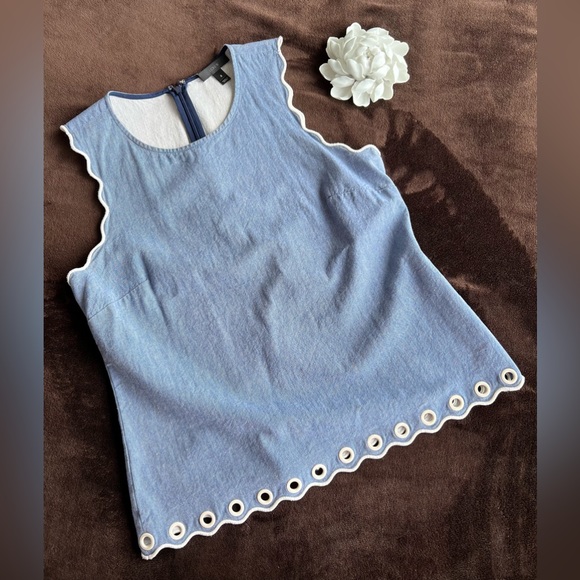 Charming Chambray J. Crew Cotton Sleeveless Top - Picture 1 of 6